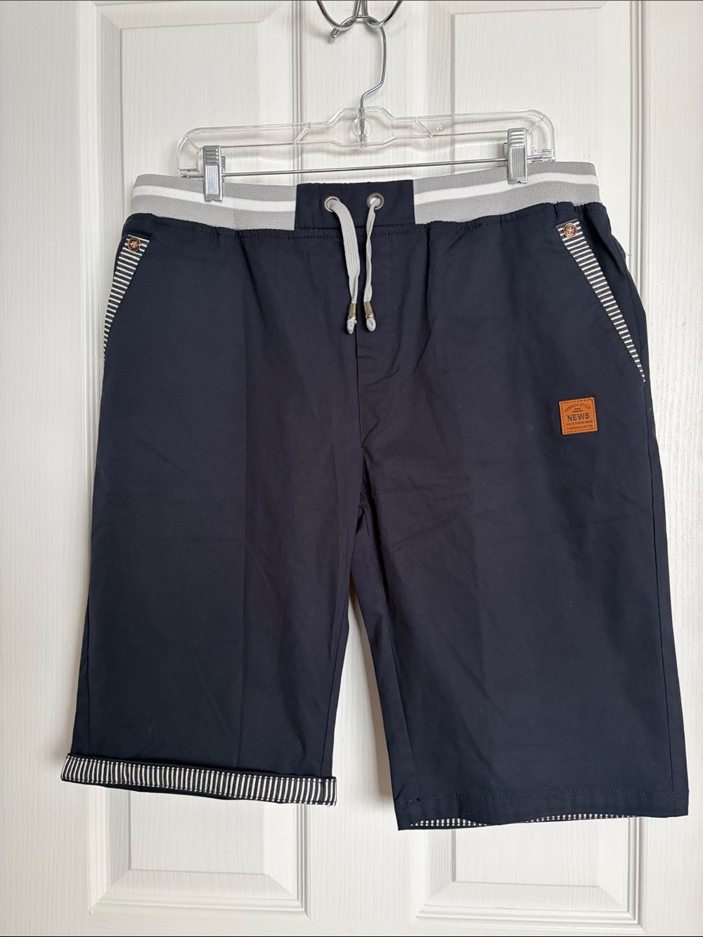 Men's Navy Hybrid Drawstring Shorts with Contrast Waistband